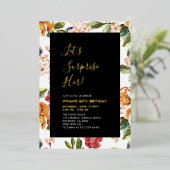 熱帯フローラサプライズ大人60歳の誕生日パーティー 箔招待状 (立ち正面)