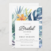 熱帯フローラサマーウォーターカラーブライダルシャワー 招待状 (正面/裏面)