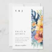 熱帯フローラサマーウォーター結婚カラー 招待状 (正面)