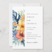 熱帯フローラサマーウォーター結婚カラー 招待状 (正面)