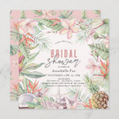 熱帯フローラシーシェルウォーターブライダルシャワー 招待状 (正面/裏面)