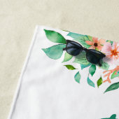 熱帯フローラシーホースカップルモノグラムターコイズ ビーチタオル (インサイチュ)