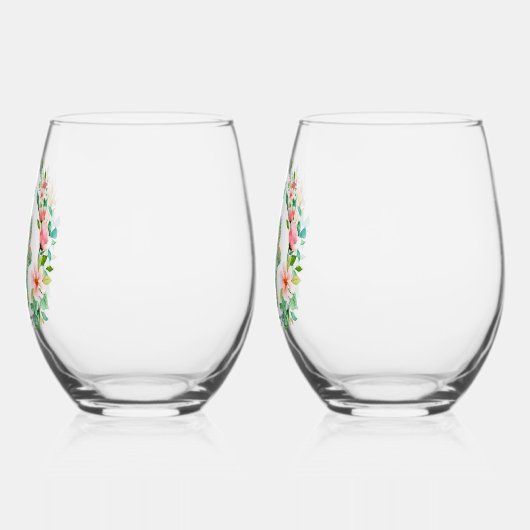 熱帯フローラシーホースミセス結婚ズ ステムなしワイングラス (左)