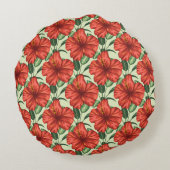 熱帯フローラシームレスパターン赤い花 ラウンドクッション (裏面)