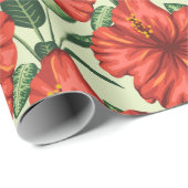 熱帯フローラシームレスパターン赤い花 ラッピングペーパー (ロールコーナー)
