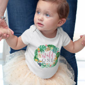 熱帯フローラジャングルアニマルズファースト誕生日 ベビーボディスーツ