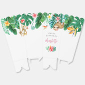 熱帯フローラジャングルアニマル子供の誕生日パーティー フェイバーボックス (見開き)