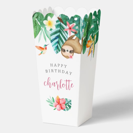 熱帯フローラジャングルアニマル子供の誕生日パーティー フェイバーボックス (正面)