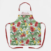 熱帯フローラジャングルパーソナライズされた花 エプロン (正面)