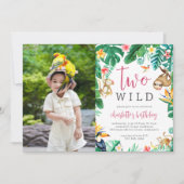 熱帯フローラジャングル動物子供の誕生日写真 招待状 (正面)