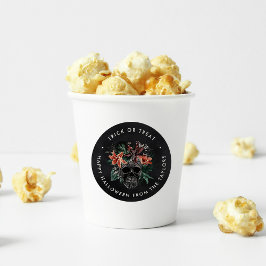 熱帯フローラスカルハロウィントリックまたはトリート ラウンドシール