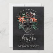 熱帯フローラスカルハロウィーンブライダルシャワー 招待状 (正面)