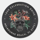 熱帯フローラスカルハロウィーン差出人住所 ラウンドシール (正面)