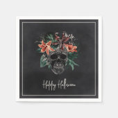 熱帯フローラスカルハロウィーン スタンダードカクテルナプキン (正面)