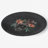 熱帯フローラスカルハロウィーン ペーパープレート (アングル)