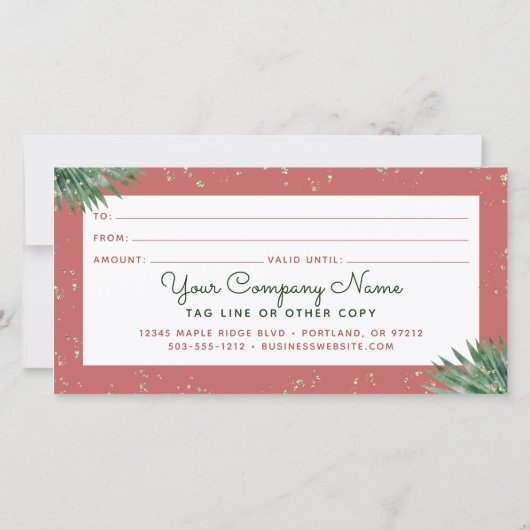 熱帯フローラスクリプトブラック金ゴールドギフト証明書 (裏面)