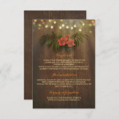 熱帯フローラストリングライトビーチ結婚式挿入 エンクロージャーカード (正面/裏面)