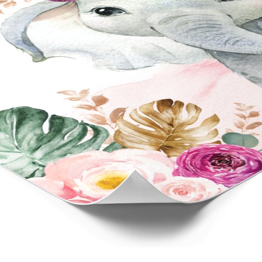 熱帯フローラゾウの赤ちゃんシャワーへようこそ ポスター (角)