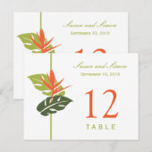 熱帯フローラテーブル番号カード | 緑とオレンジ ポストカード (正面/裏面)