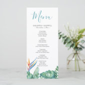 熱帯フローラテーマ結婚のメニューカード メニュー (スタンド正面)