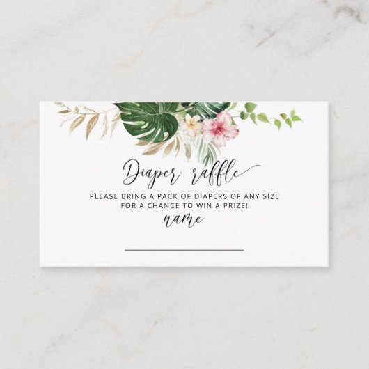 熱帯フローラハイビスカスおむつラッフルチケット エンクロージャーカード (正面)