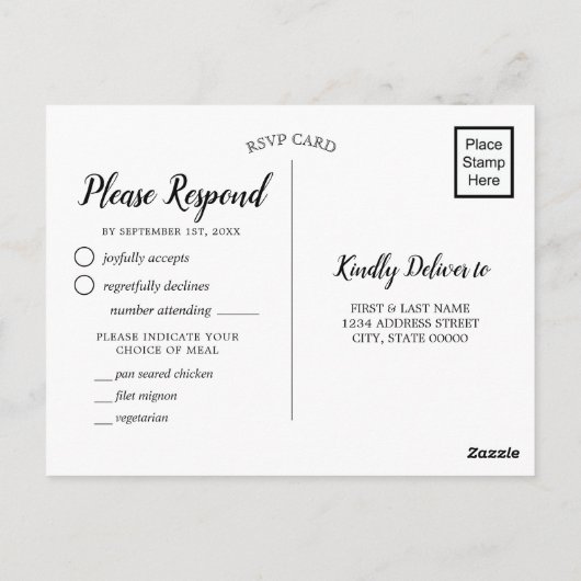 熱帯フローラハイビスカスウェディングRSVP食事の選択 ポストカード (裏面)