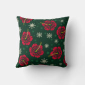 熱帯フローラハイビスカススノーフレークスクリスマス | クッション (裏面)