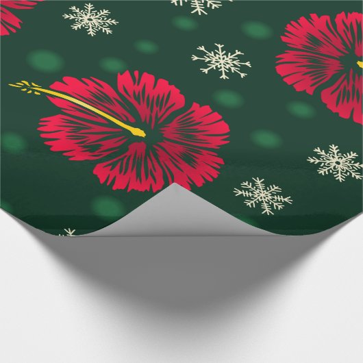 熱帯フローラハイビスカススノーフレークスクリスマス | ラッピングペーパー (角)