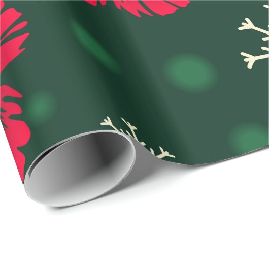 熱帯フローラハイビスカススノーフレークスクリスマス | ラッピングペーパー (ロールコーナー)