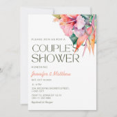 熱帯フローラハイビスカスハワイアンカップルシャワー 招待状 (正面)