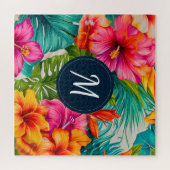 熱帯フローラハイビスカスモノグラム ジグソーパズル (横)