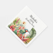 熱帯フローラハミングバード100誕生日 スタンダードランチョンナプキン (角)