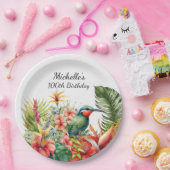 熱帯フローラハミングバード100誕生日 ペーパープレート (パーティー)