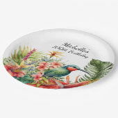 熱帯フローラハミングバード100誕生日 ペーパープレート (アングル)