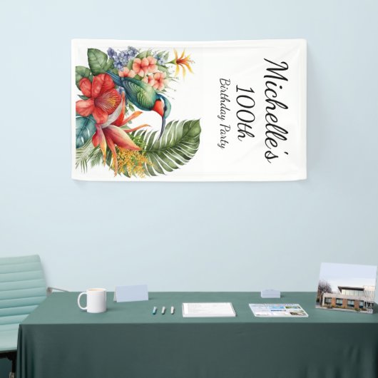 熱帯フローラハミングバード100誕生日 横断幕 (トレードショー)