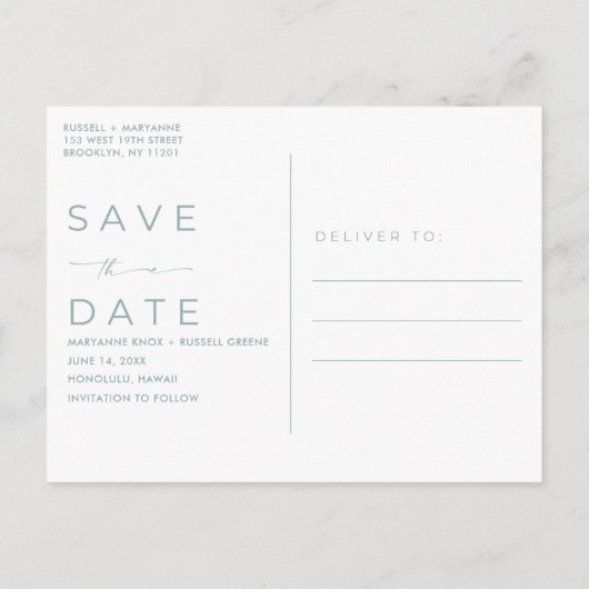 熱帯フローラハワイの結婚式の保存日 案内ポストカード (裏面)