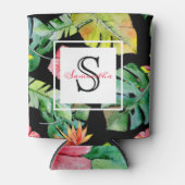 熱帯フローラハワイアンルアウ(ハワイ式宴会)モノグラム 缶クーラー (正面)