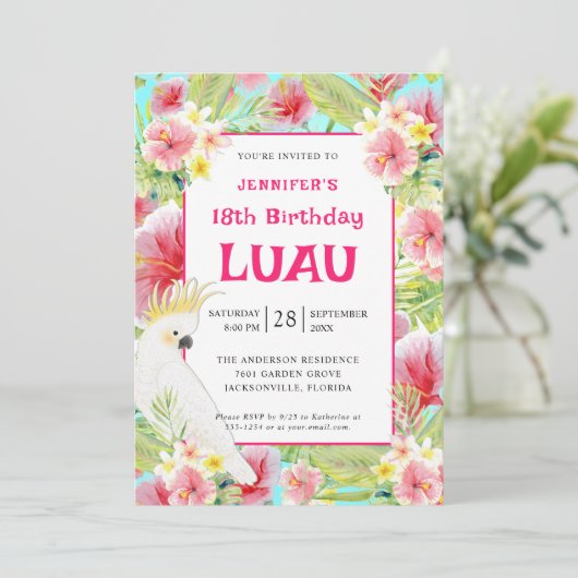 熱帯フローラハワイアン誕生日ルアウ（ハワイ式宴会） 招待状 (スタンド正面)