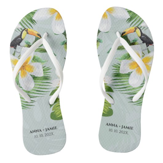 熱帯フローラハワイパーソナライズされた結婚式の引き出物 ビーチサンダル (ソール)