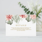 熱帯フローラバラパーム葉結婚詳細 出欠カード (スタンド正面)