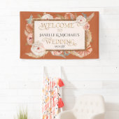 熱帯フローラバラ金ゴールドバーンドオレンジパンパスパーム 横断幕 (インサイチュ)