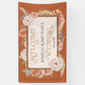 熱帯フローラバラ金ゴールドバーンドオレンジパンパスパーム 横断幕 (縦)