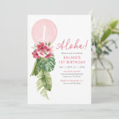 熱帯フローラバルーンルアウ(ハワイ式宴会)1st誕生日 招待状 (スタンド正面)