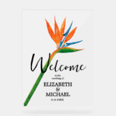 熱帯フローラバードオブパラダイス結婚の歓迎 アクリルサイン (正面)