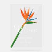 熱帯フローラバードオブパラダイス結婚の歓迎 アクリルサイン (正面)