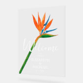 熱帯フローラバードオブパラダイス結婚の歓迎 アクリルサイン (傾斜)