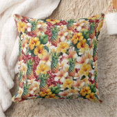 熱帯フローラパイナップルレッドグリッターラブハート クッション (ブランケット)