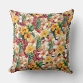 熱帯フローラパイナップルレッドグリッターラブハート クッション (正面)