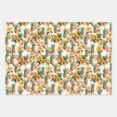 熱帯フローラパイナップルレッドグリッター ラッピングペーパーシート (正面3)