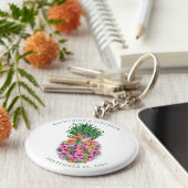 熱帯フローラパイナップル水結婚色の キーホルダー (側面)